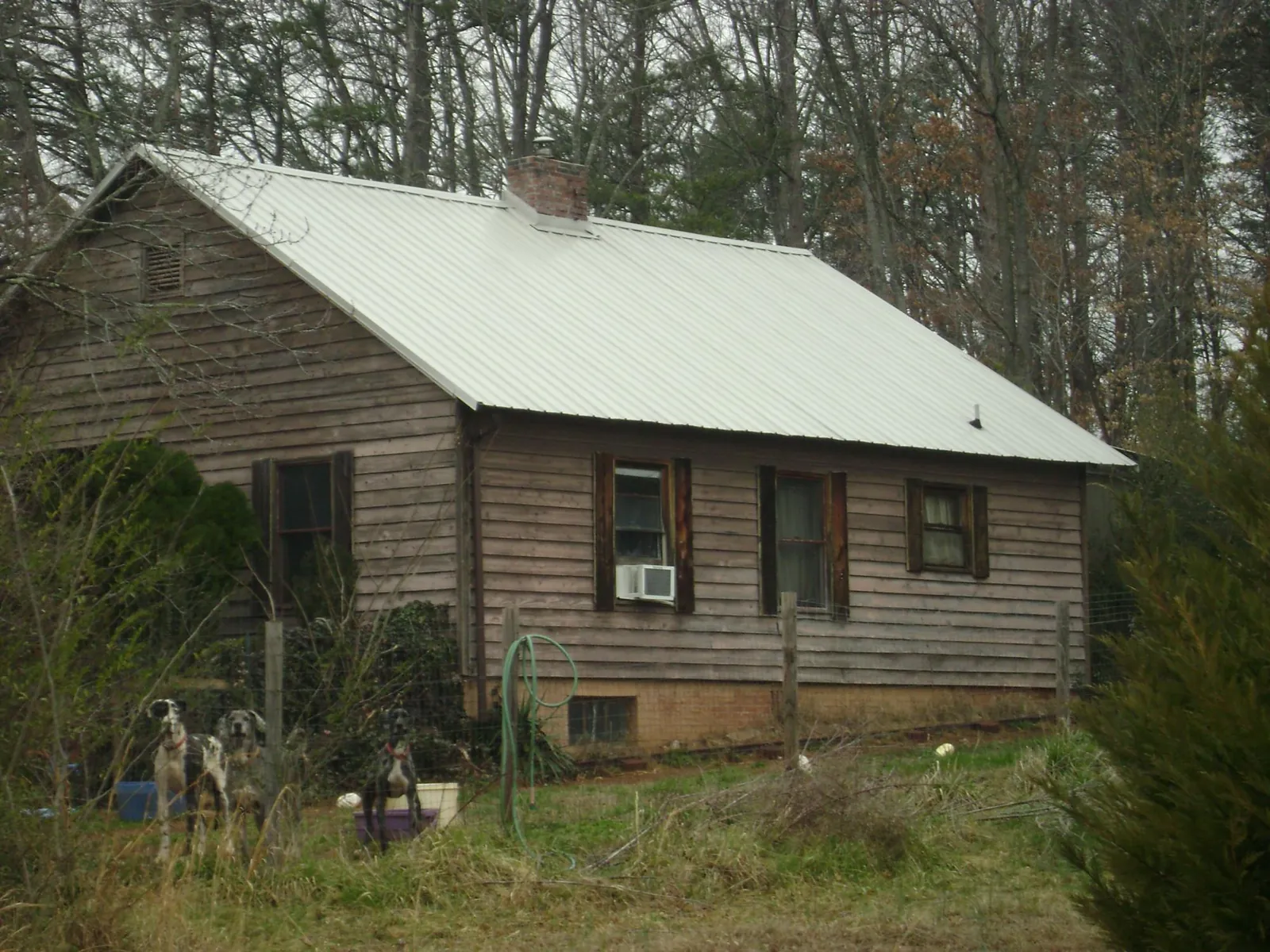 White metal roof on an old wood sided farmhouse, from a Asphalt Shingle Roof Repair job in Liberty Center